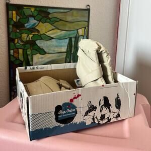 shiekh cream calf boots heels, need work vintage